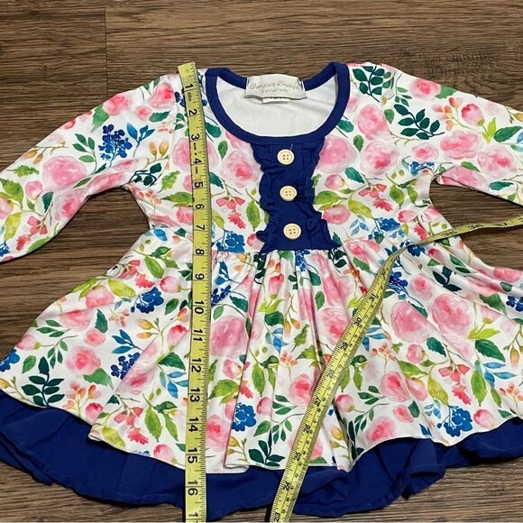 Georgia’s Boutique Long Sleeve Twirl Dresss Floral Blue White Pink Green 12-18 M - Picture 9 of 11